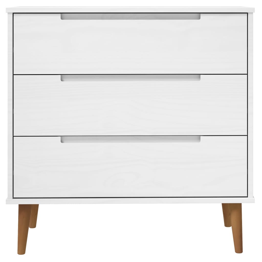 vidaXL Drawer Cabinet MOLDE White 80x40x80 cm Solid Wood Pine 4