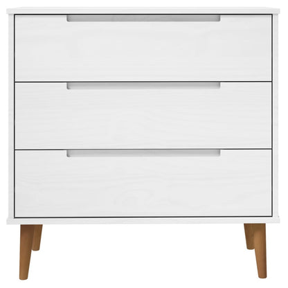 vidaXL Drawer Cabinet MOLDE White 80x40x80 cm Solid Wood Pine 4