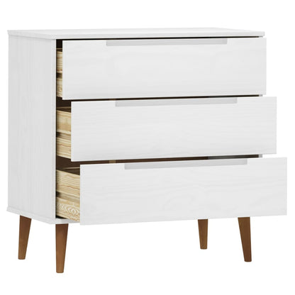 vidaXL Drawer Cabinet MOLDE White 80x40x80 cm Solid Wood Pine 5