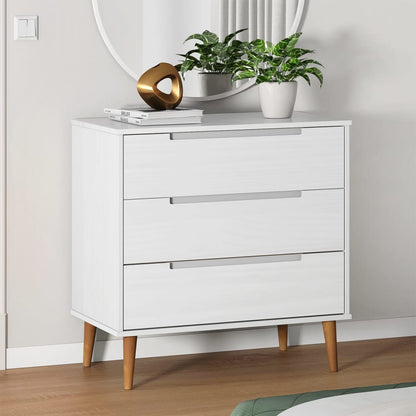 vidaXL Drawer Cabinet MOLDE White 80x40x80 cm Solid Wood Pine 1