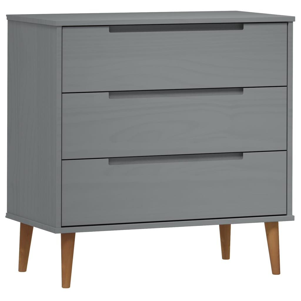 vidaXL Drawer Cabinet MOLDE Grey 80x40x80 cm Solid Wood Pine 2