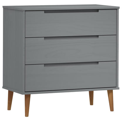 vidaXL Drawer Cabinet MOLDE Grey 80x40x80 cm Solid Wood Pine 2