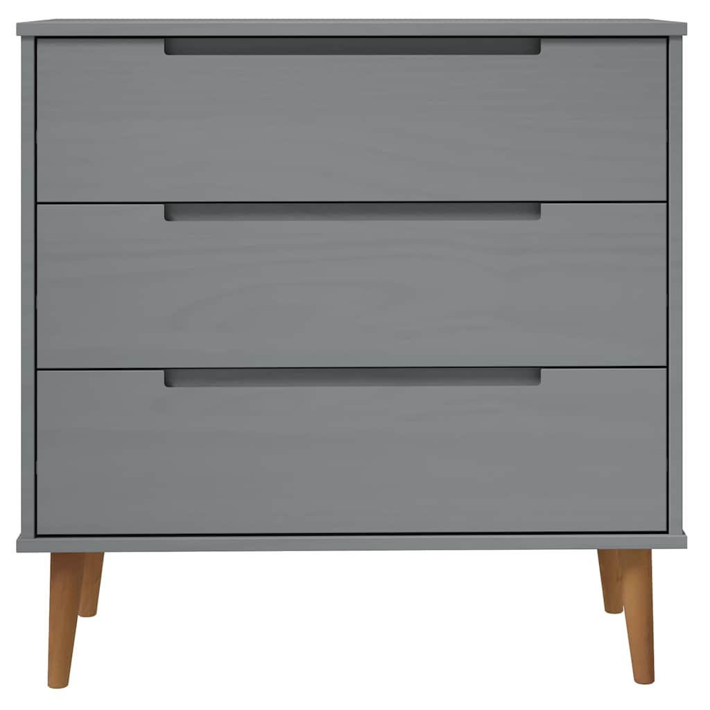 vidaXL Drawer Cabinet MOLDE Grey 80x40x80 cm Solid Wood Pine 4
