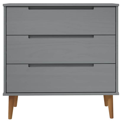 vidaXL Drawer Cabinet MOLDE Grey 80x40x80 cm Solid Wood Pine 4