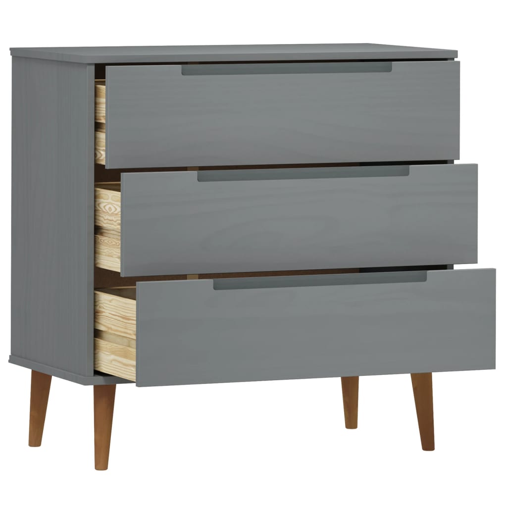 vidaXL Drawer Cabinet MOLDE Grey 80x40x80 cm Solid Wood Pine 5