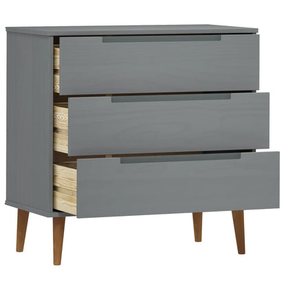vidaXL Drawer Cabinet MOLDE Grey 80x40x80 cm Solid Wood Pine 5