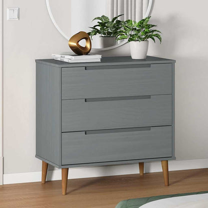 vidaXL Drawer Cabinet MOLDE Grey 80x40x80 cm Solid Wood Pine 1