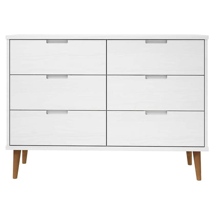 vidaXL Drawer Cabinet MOLDE White 113x40x80 cm Solid Wood Pine 4