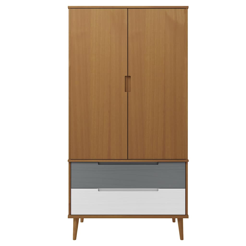 vidaXL Wardrobe MOLDE Brown 90x55x175 cm Solid Wood Pine 4