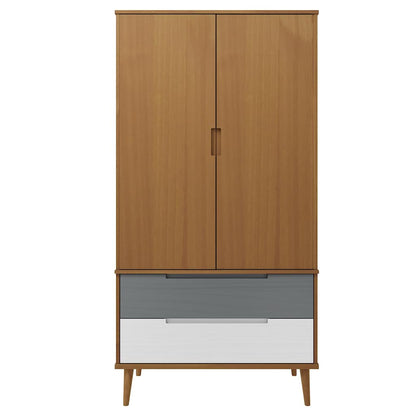 vidaXL Wardrobe MOLDE Brown 90x55x175 cm Solid Wood Pine 4