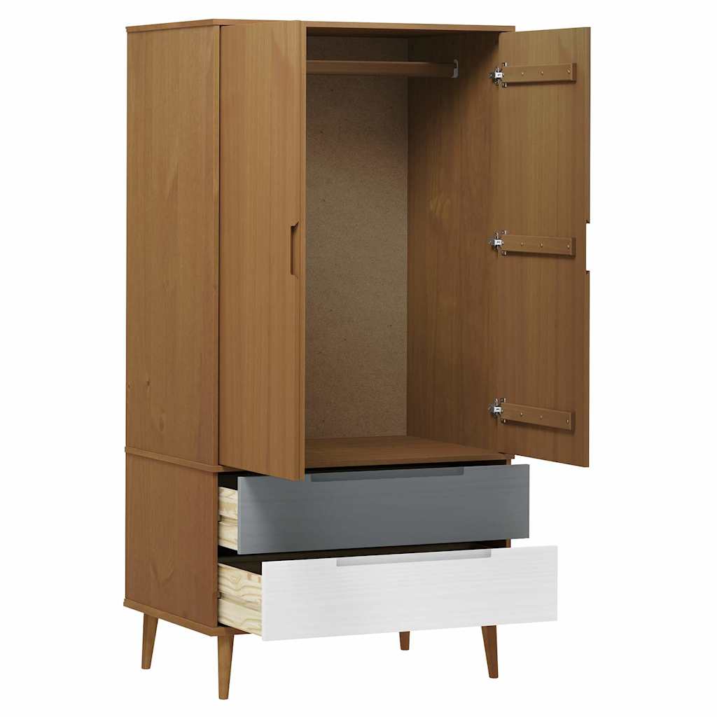 vidaXL Wardrobe MOLDE Brown 90x55x175 cm Solid Wood Pine 5