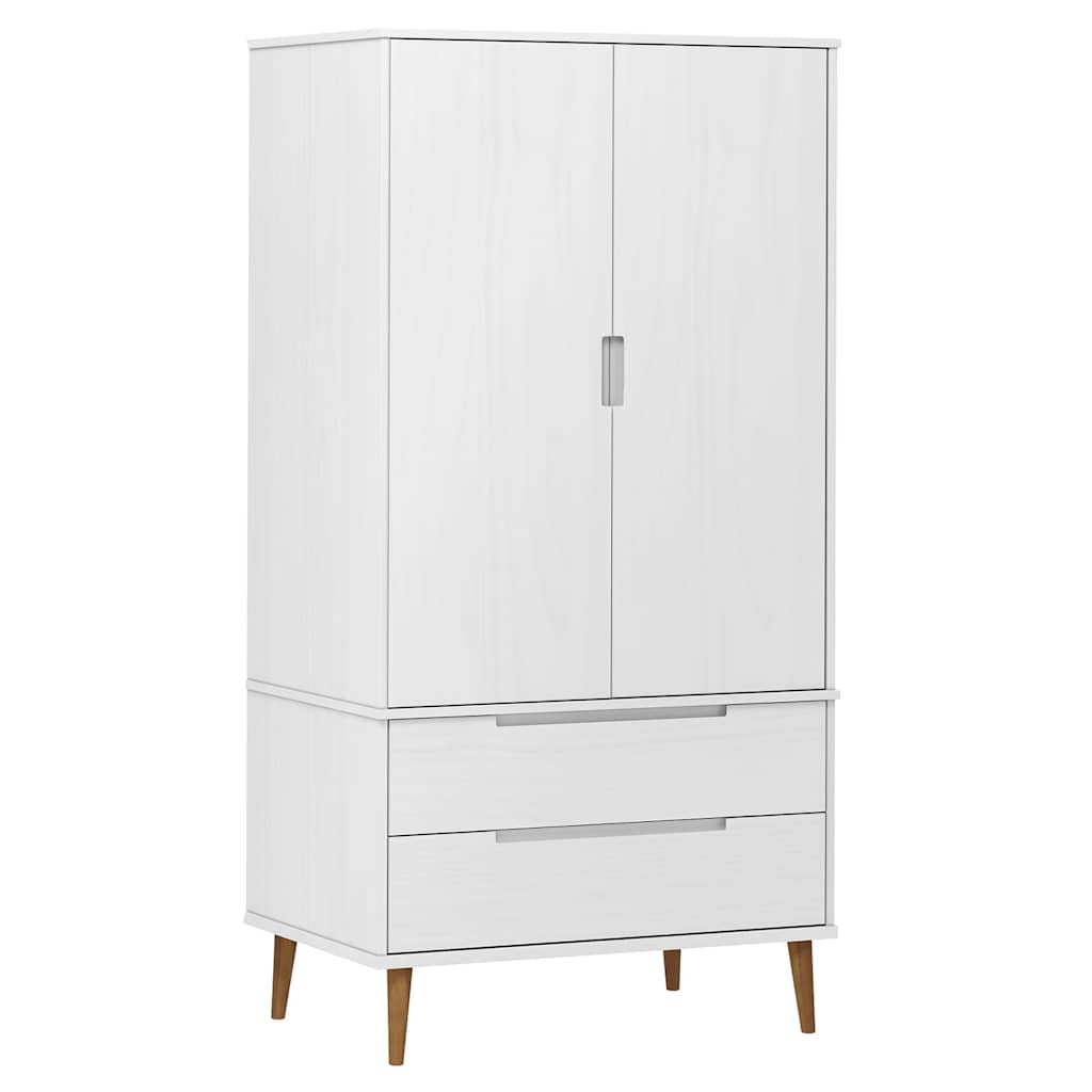 vidaXL Wardrobe MOLDE White 90x55x175 cm Solid Wood Pine 2