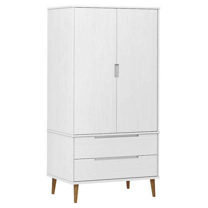 vidaXL Wardrobe MOLDE White 90x55x175 cm Solid Wood Pine 2