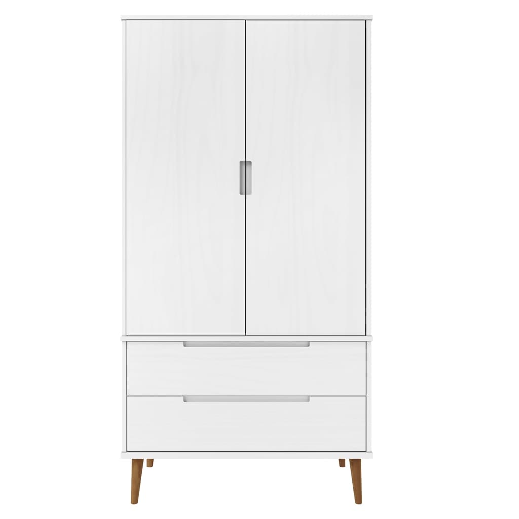 vidaXL Wardrobe MOLDE White 90x55x175 cm Solid Wood Pine 4
