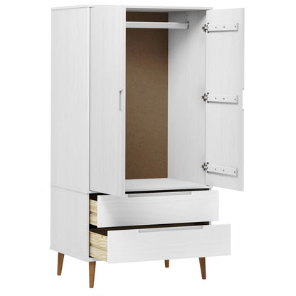 vidaXL Wardrobe MOLDE White 90x55x175 cm Solid Wood Pine 5