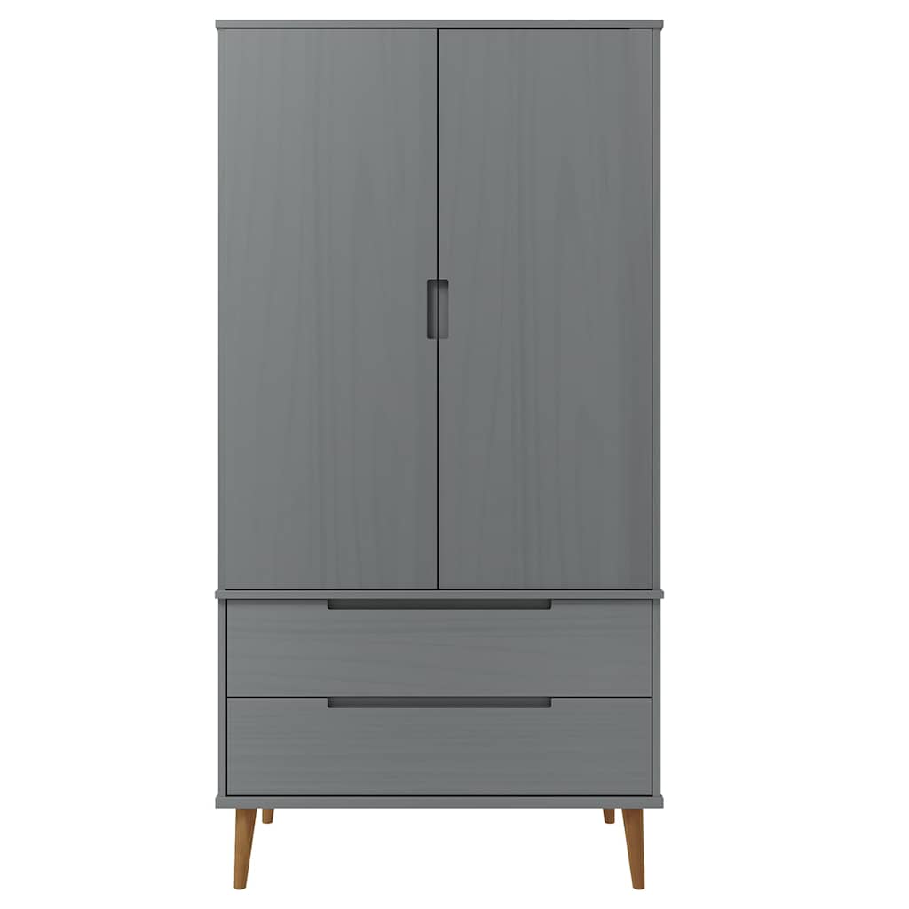 vidaXL Wardrobe MOLDE Grey 90x55x175 cm Solid Wood Pine 4