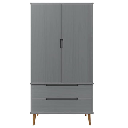 vidaXL Wardrobe MOLDE Grey 90x55x175 cm Solid Wood Pine 4