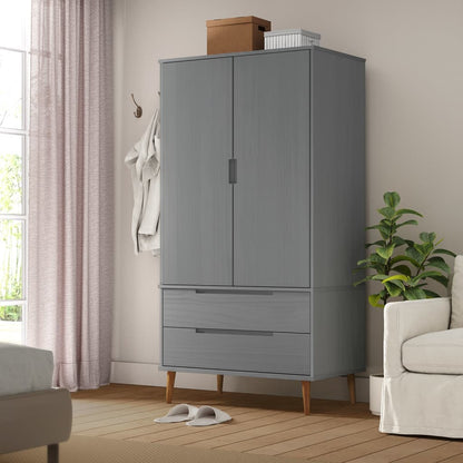 vidaXL Wardrobe MOLDE Grey 90x55x175 cm Solid Wood Pine 1