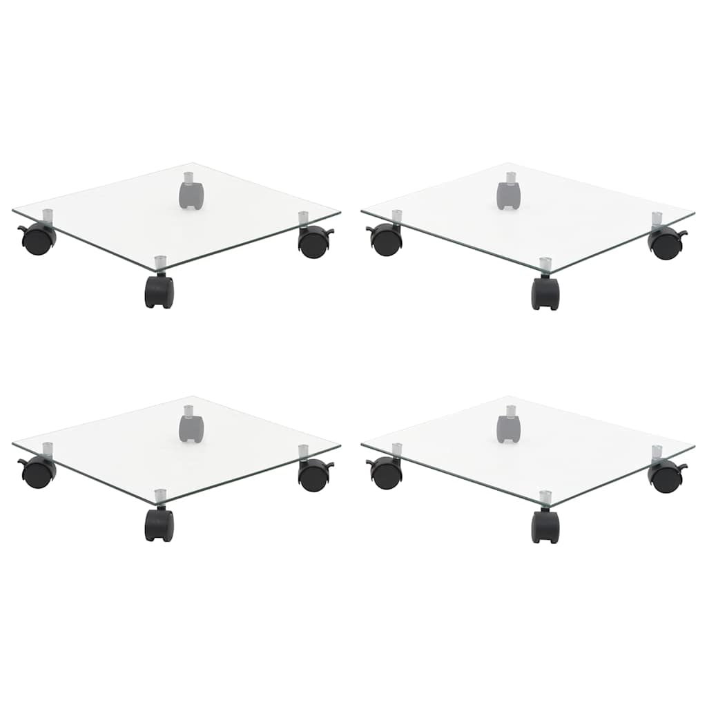 vidaXL Plant Rollers 4 pcs 35x35 cm Tempered Glass Square 1
