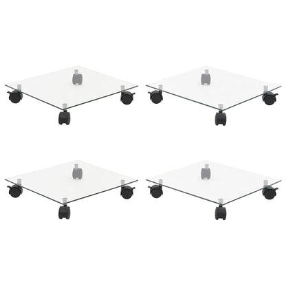 vidaXL Plant Rollers 4 pcs 35x35 cm Tempered Glass Square 1