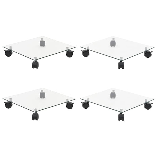 vidaXL Plant Rollers 4 pcs 35x35 cm Tempered Glass Square 1