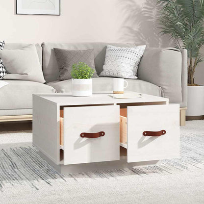 vidaXL Coffee Table White 60x53x35 cm Solid Wood Pine 3