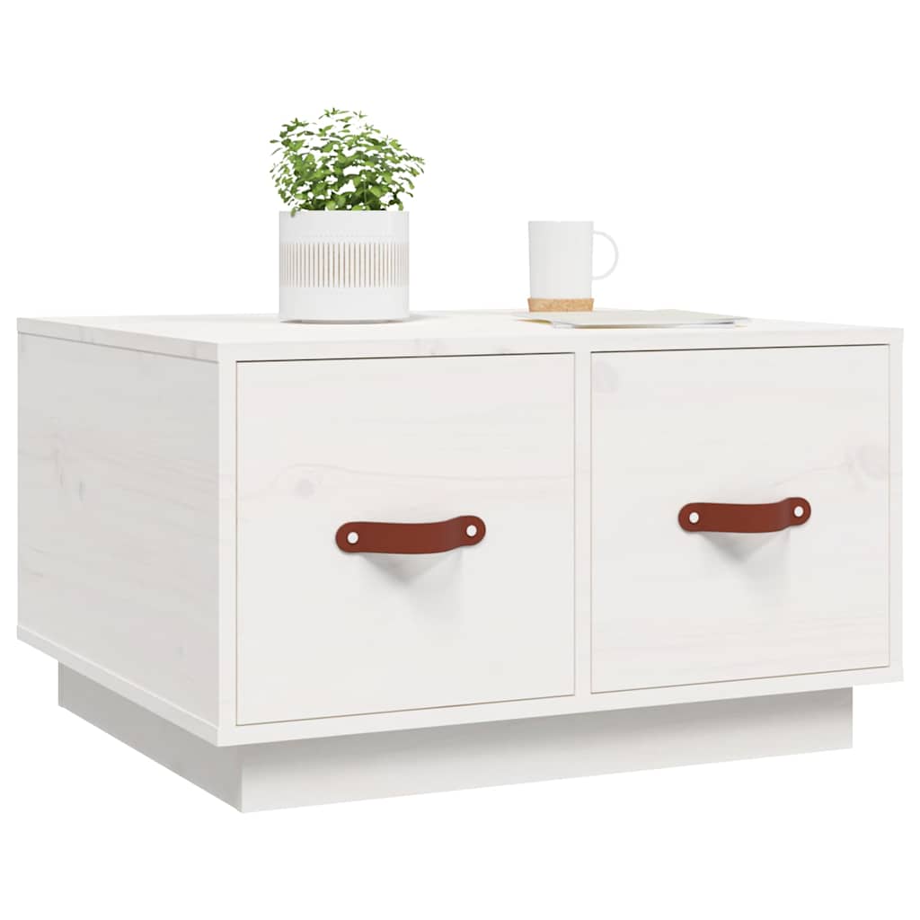 vidaXL Coffee Table White 60x53x35 cm Solid Wood Pine 4