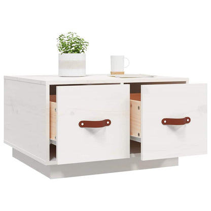 vidaXL Coffee Table White 60x53x35 cm Solid Wood Pine 5