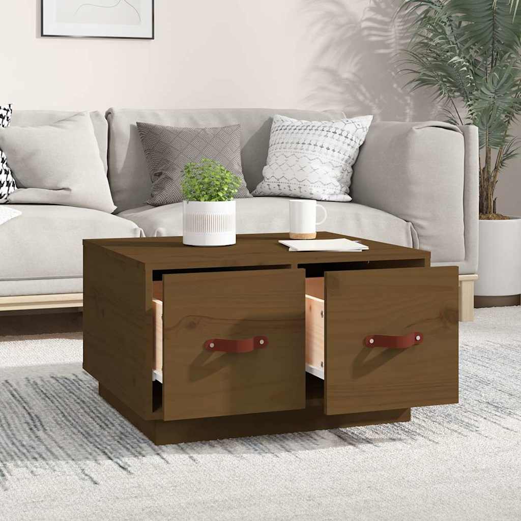 vidaXL Coffee Table Honey Brown 60x53x35 cm Solid Wood Pine 3