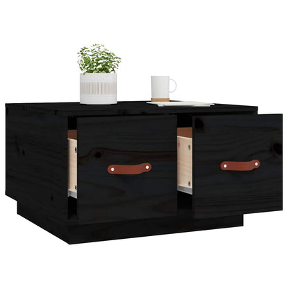 vidaXL Coffee Table Black 60x53x35 cm Solid Wood Pine 5