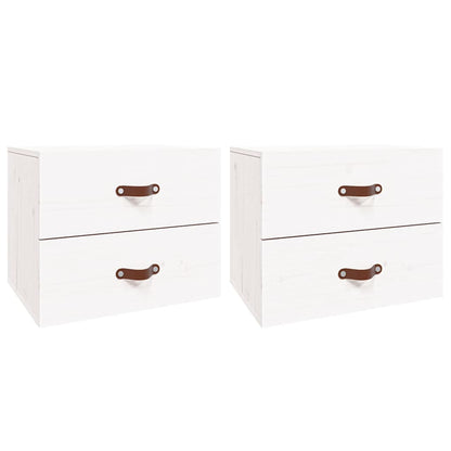 vidaXL Wall-mounted Bedside Cabinet |  Set of 2 | White | Solid pinewood 2