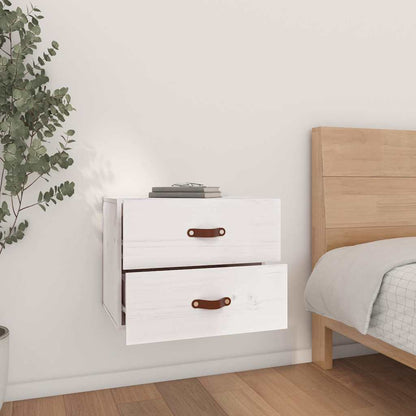 vidaXL Wall-mounted Bedside Cabinet |  Set of 2 | White | Solid pinewood 3