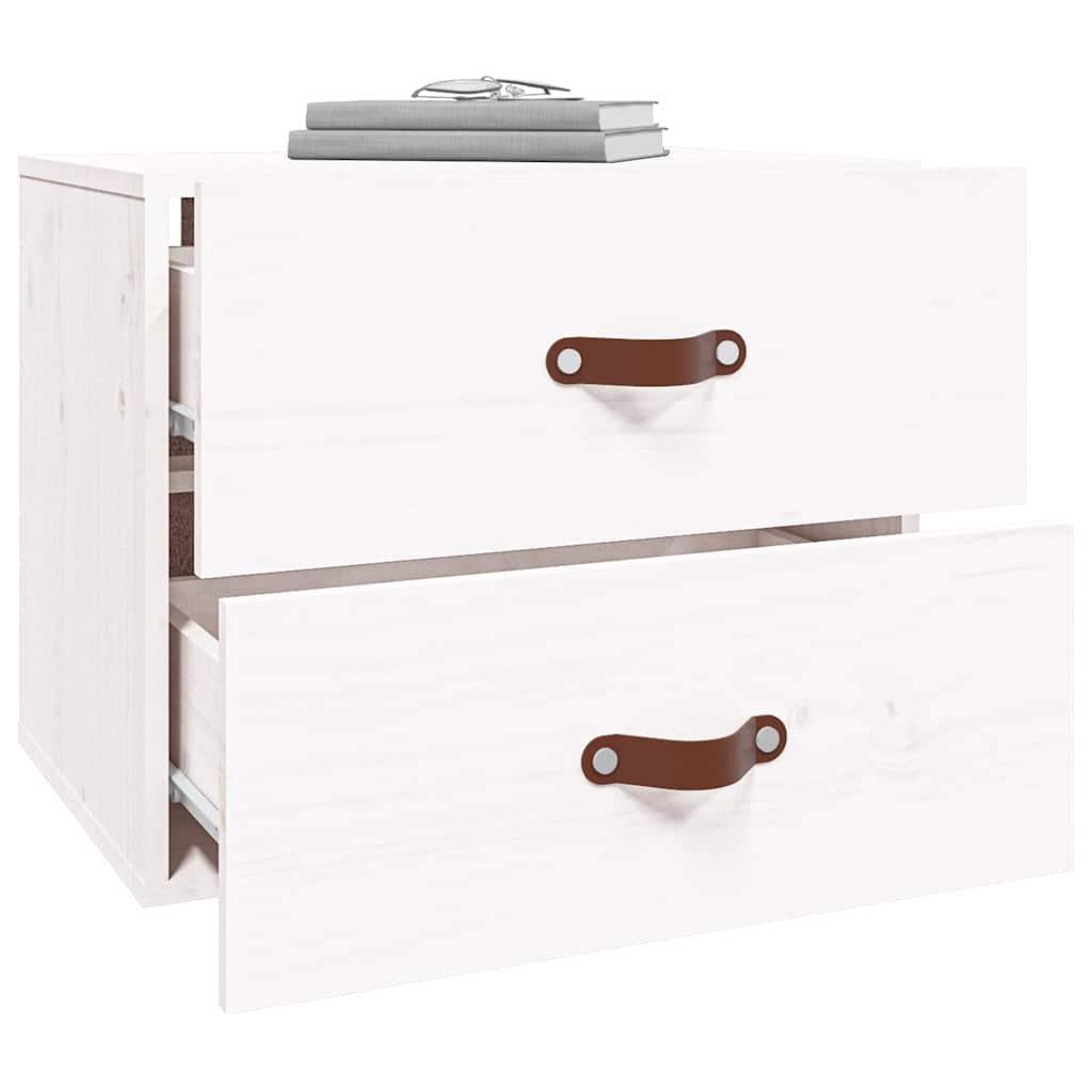 vidaXL Wall-mounted Bedside Cabinet |  Set of 2 | White | Solid pinewood 4