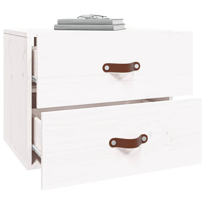 vidaXL Wall-mounted Bedside Cabinet |  Set of 2 | White | Solid pinewood 4
