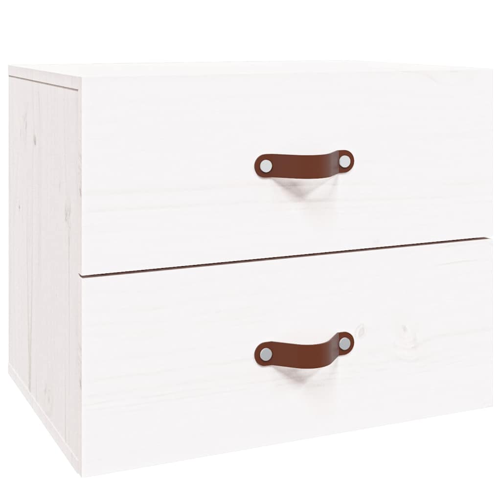 vidaXL Wall-mounted Bedside Cabinet |  Set of 2 | White | Solid pinewood 5