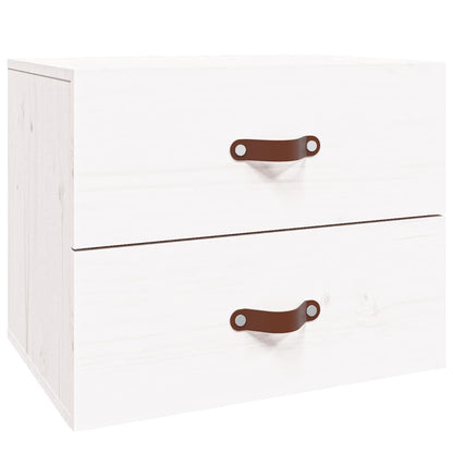 vidaXL Wall-mounted Bedside Cabinet |  Set of 2 | White | Solid pinewood 5