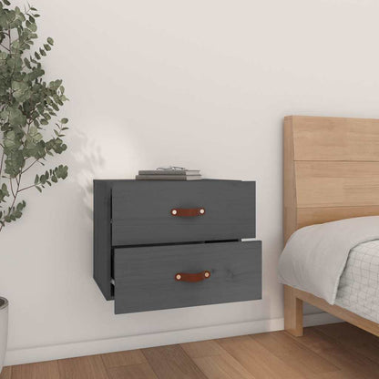 vidaXL Wall-mounted Bedside Cabinet | Set of 2 | Grey | Solid pinewood | Medium 3