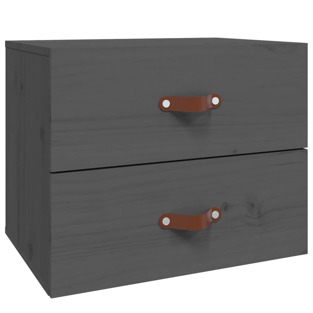 vidaXL Wall-mounted Bedside Cabinet | Set of 2 | Grey | Solid pinewood | Medium 5
