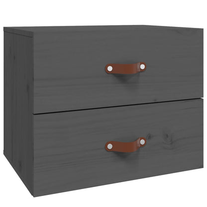 vidaXL Wall-mounted Bedside Cabinet | Set of 2 | Grey | Solid pinewood | Medium 5