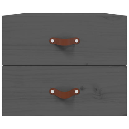 vidaXL Wall-mounted Bedside Cabinet | Set of 2 | Grey | Solid pinewood | Medium 6