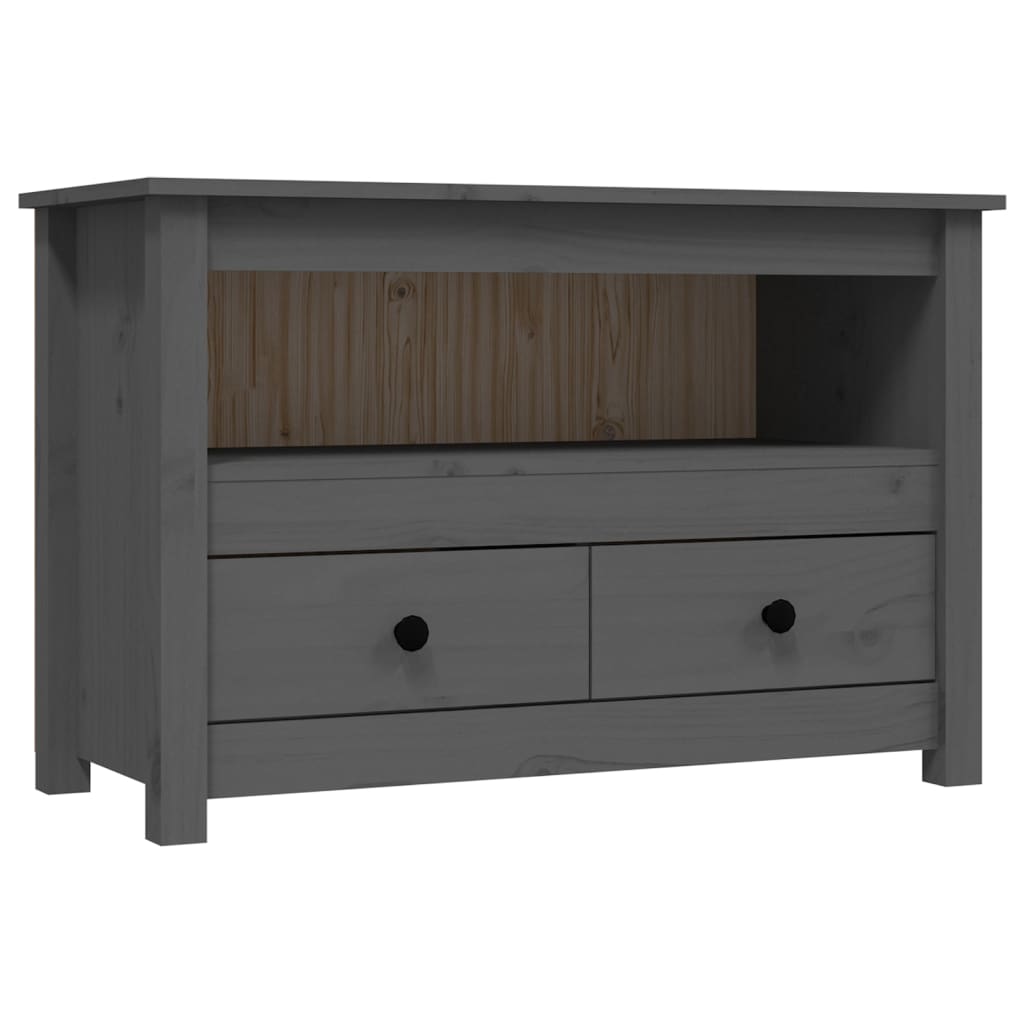 vidaXL TV Cabinet Grey 79x35x52 cm Solid Wood Pine 2