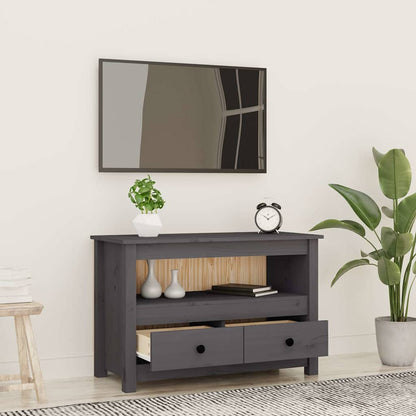 vidaXL TV Cabinet Grey 79x35x52 cm Solid Wood Pine 3