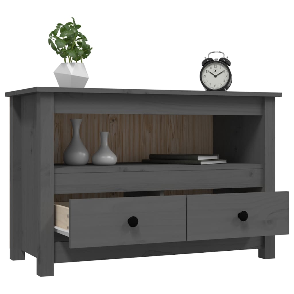 vidaXL TV Cabinet Grey 79x35x52 cm Solid Wood Pine 5