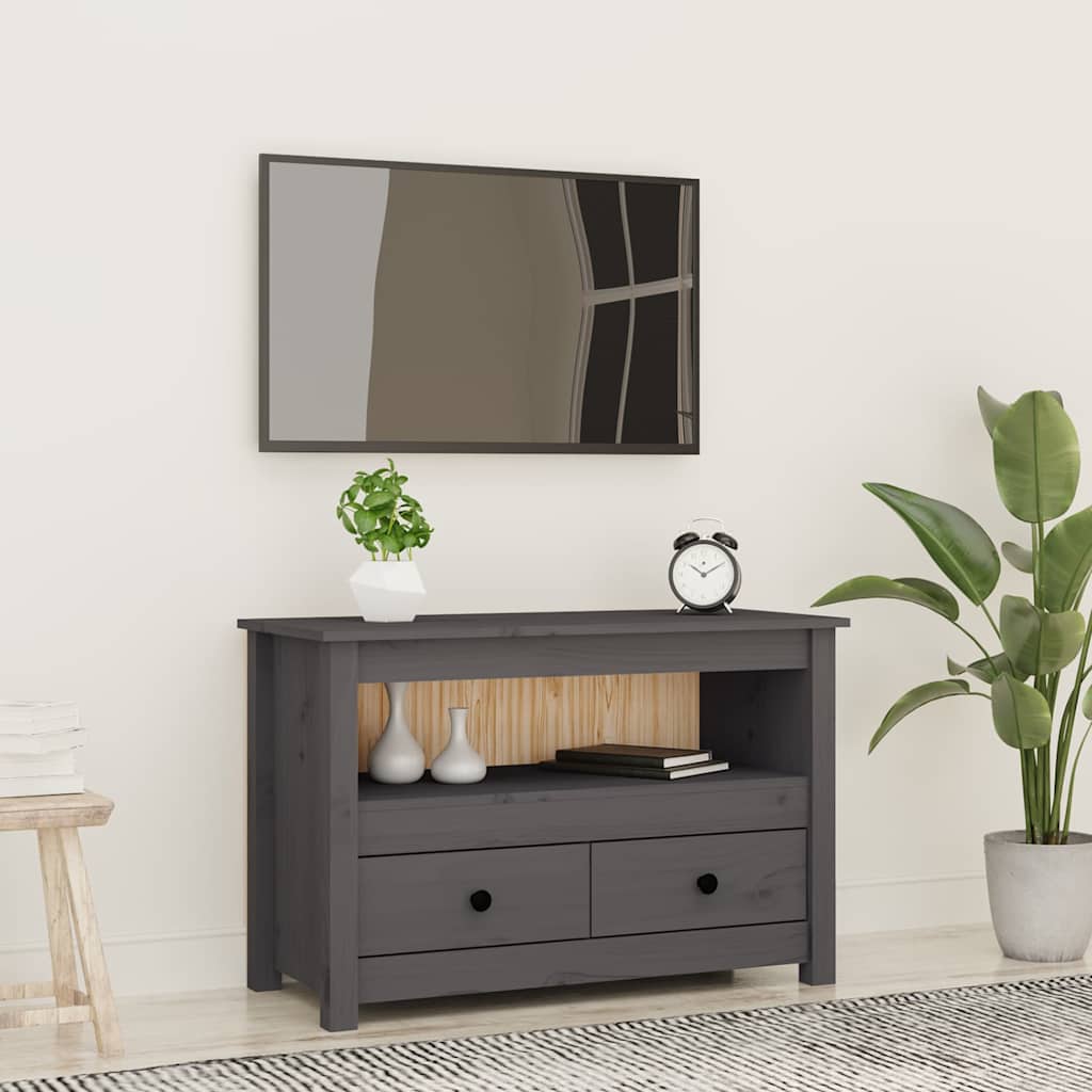 vidaXL TV Cabinet Grey 79x35x52 cm Solid Wood Pine 1