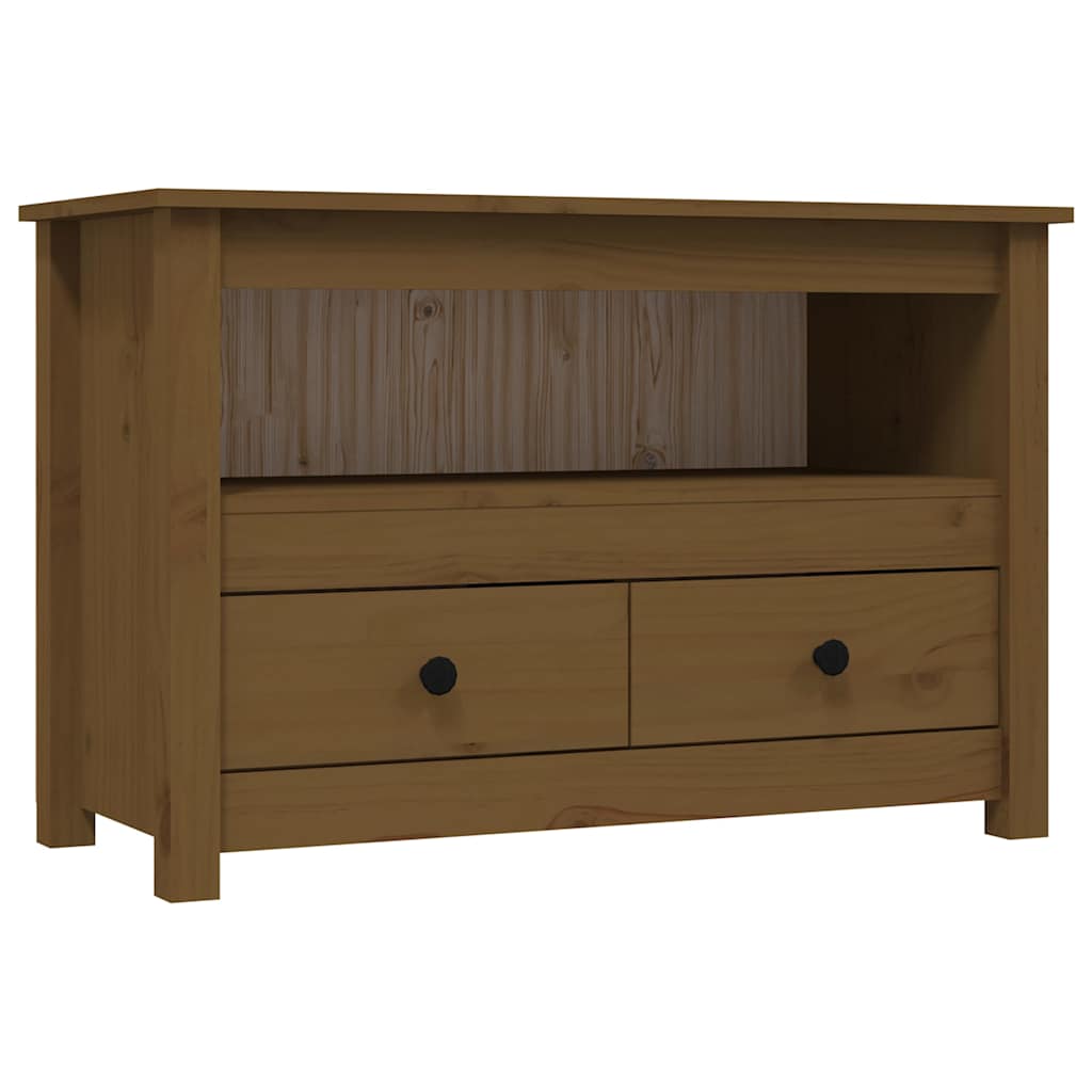 vidaXL TV Cabinet Honey Brown 79x35x52 cm Solid Wood Pine 2