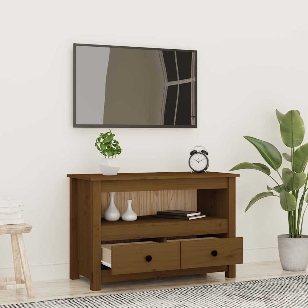 vidaXL TV Cabinet Honey Brown 79x35x52 cm Solid Wood Pine 3