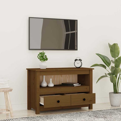vidaXL TV Cabinet Honey Brown 79x35x52 cm Solid Wood Pine 3
