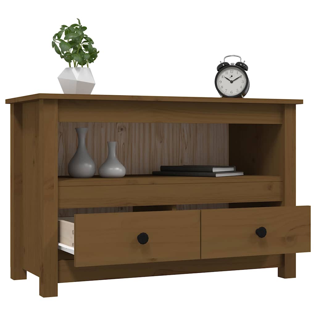 vidaXL TV Cabinet Honey Brown 79x35x52 cm Solid Wood Pine 5