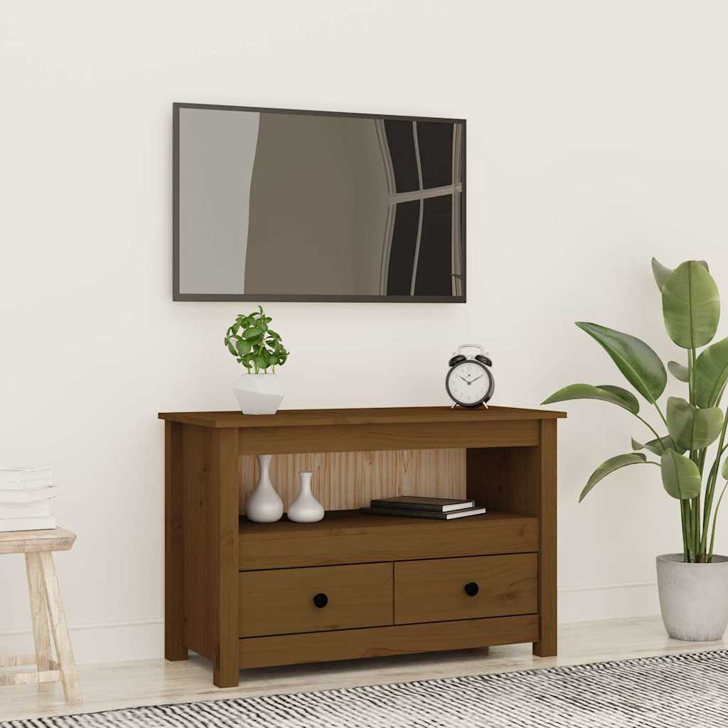 vidaXL TV Cabinet Honey Brown 79x35x52 cm Solid Wood Pine 1