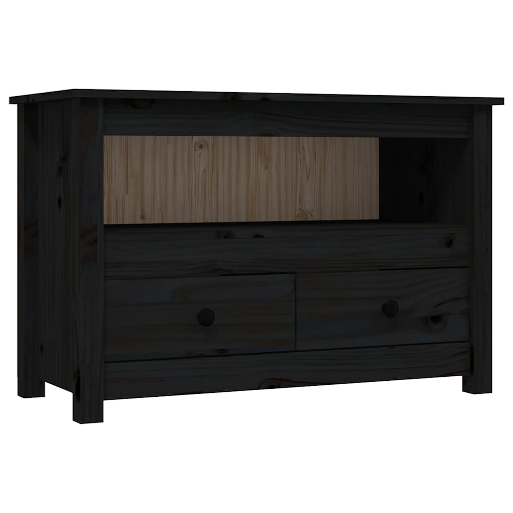 vidaXL TV Cabinet Black 79x35x52 cm Solid Wood Pine 2